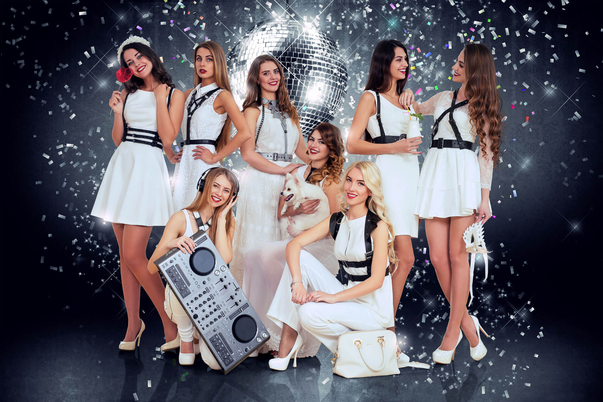 Фотосессия в стиле вайт пати SENSATION WHITE PARTY Тверь, Москва, Крансодар, девушки, модели