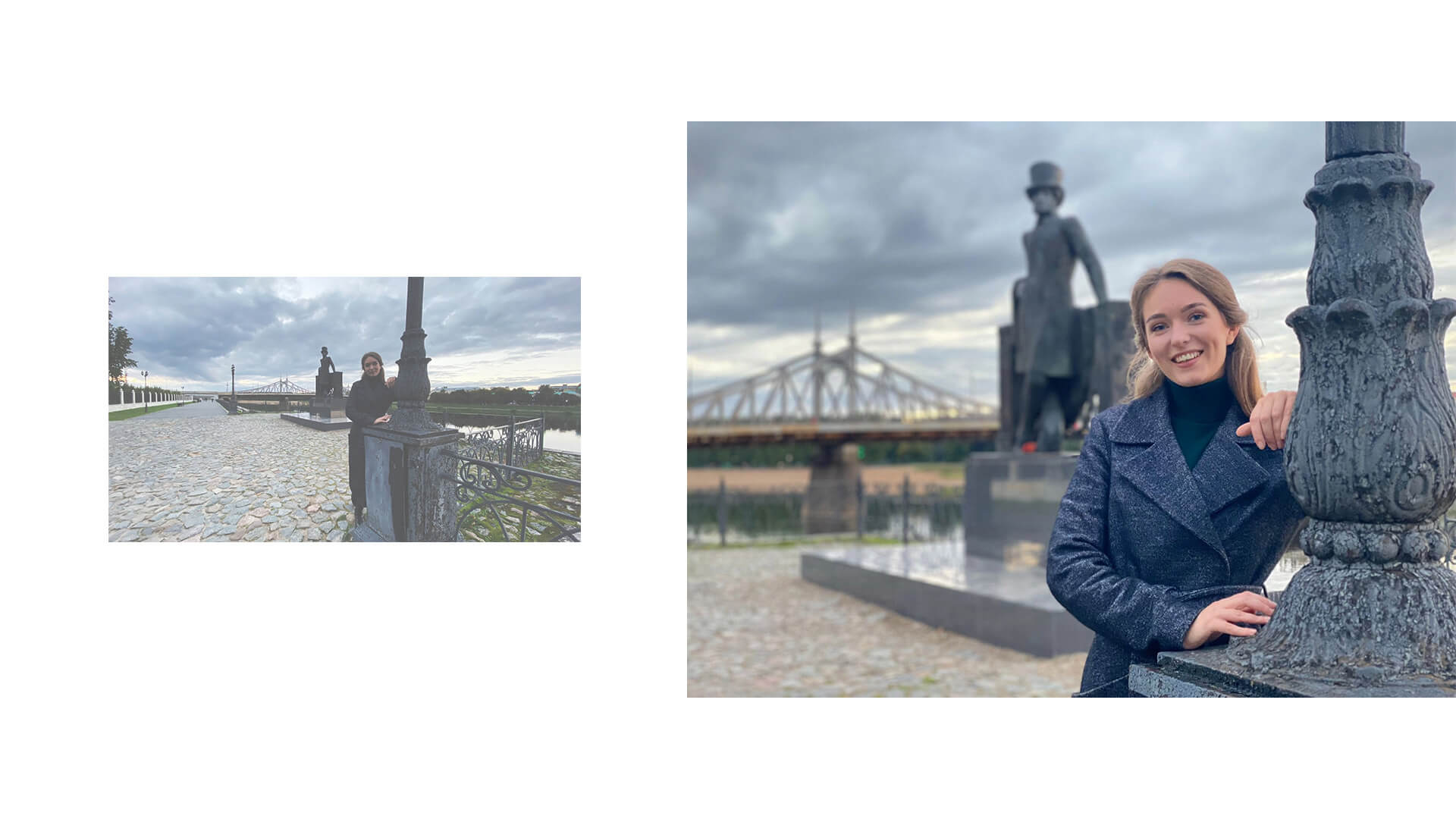 Фотография на фоне памятника Пушкину в Твери 